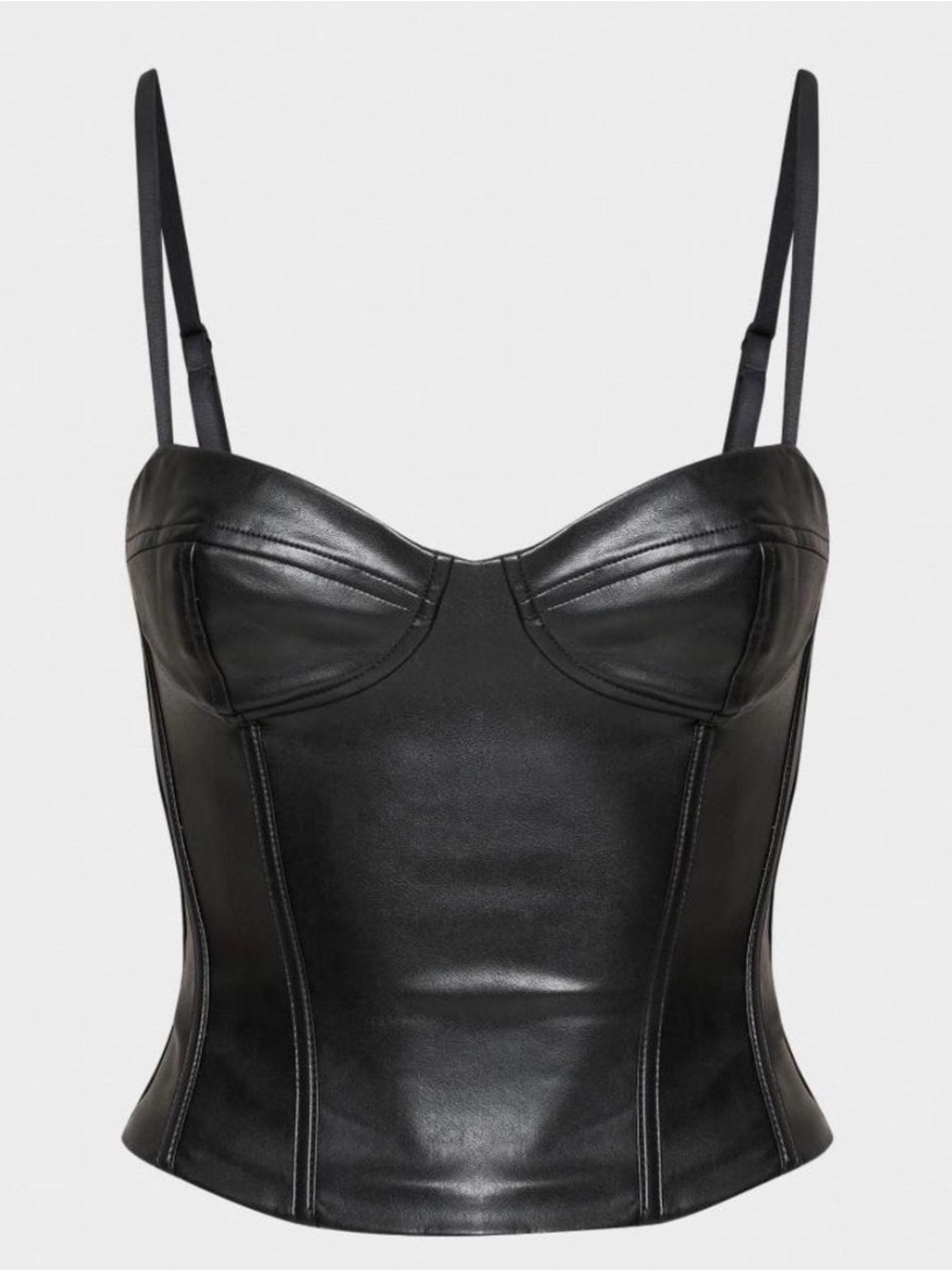 Aritzia TEN Faux Leather Corset Bustier Top Black Size 4